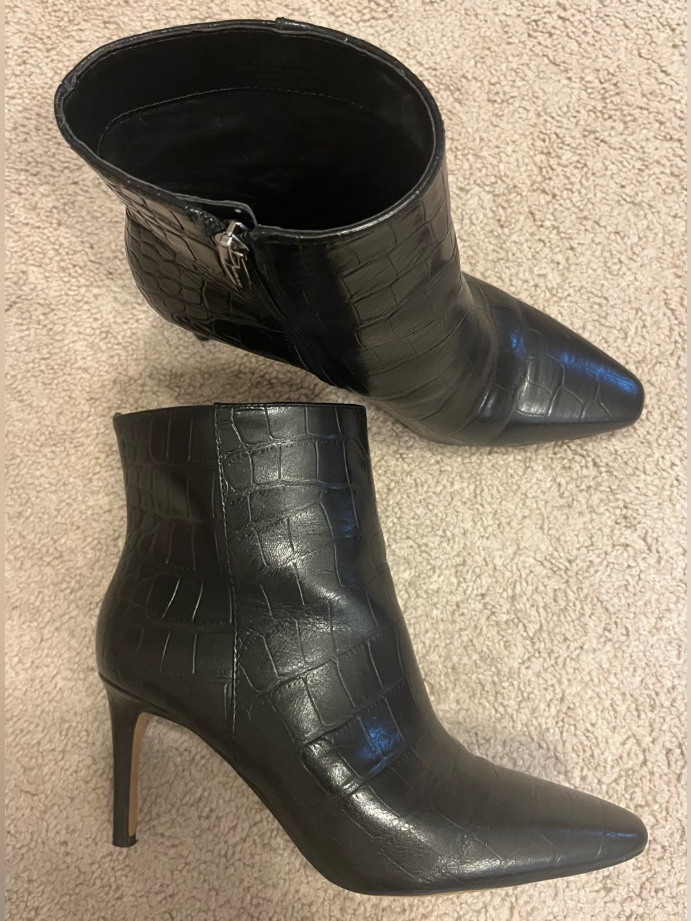 Vince Camuto Black Croco Booties
